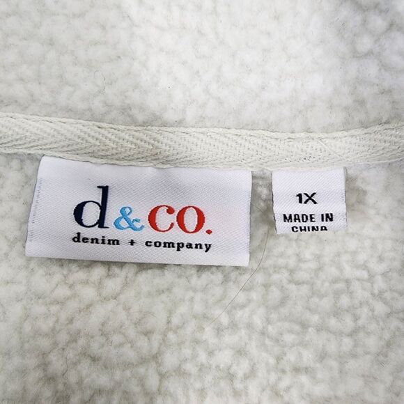 Denim & Co Womens Jacket Size 1X Blue Fleece Button Front Sherpa Lining A270423 - Picture 8 of 10